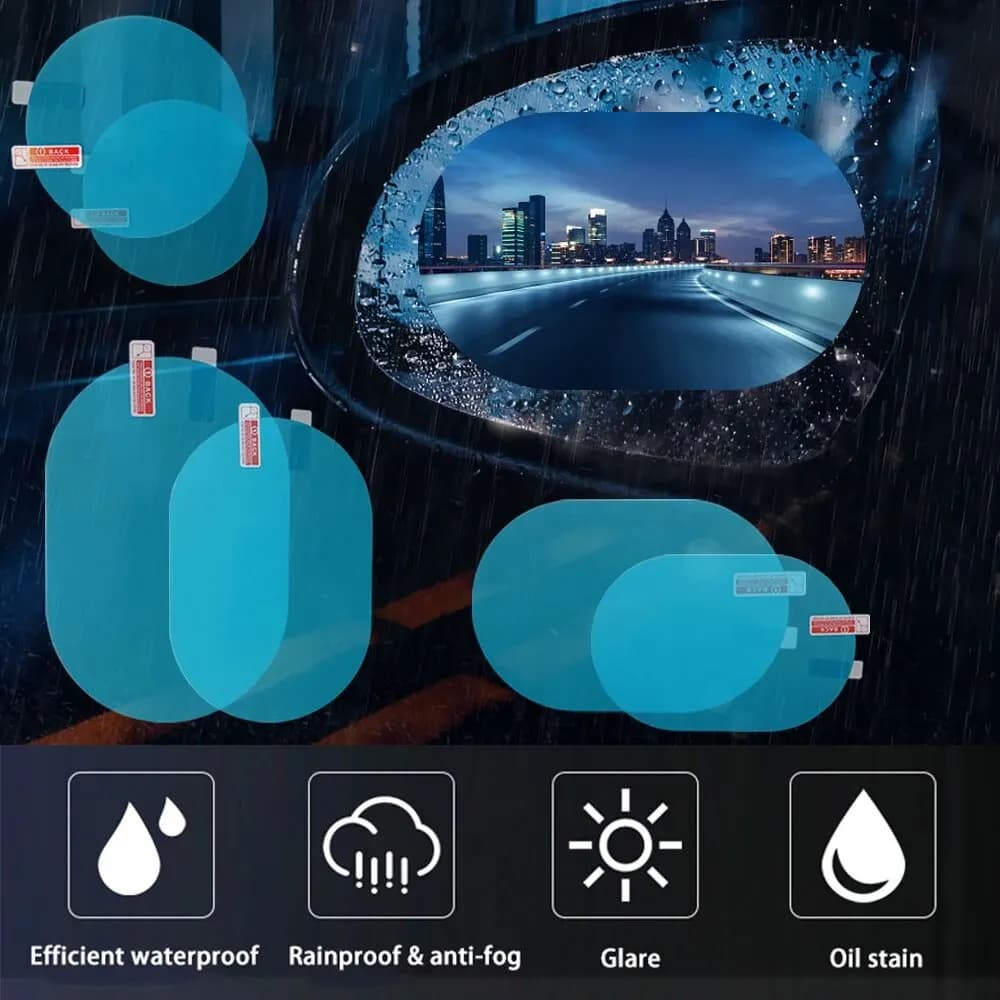 Rearview Mirror Film for Car Transparent Rain Film for Side Window 2 pcs Protective Film for Rear Mirror for Anti-snatch Window Accessories