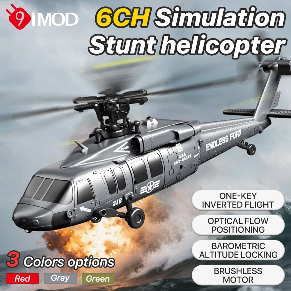 Elicottero RC 9IMOD a 6 Canali U9901 con Motore Brushless, Mantenimento dell'Altitudine e Decollo con Un Solo Tasto