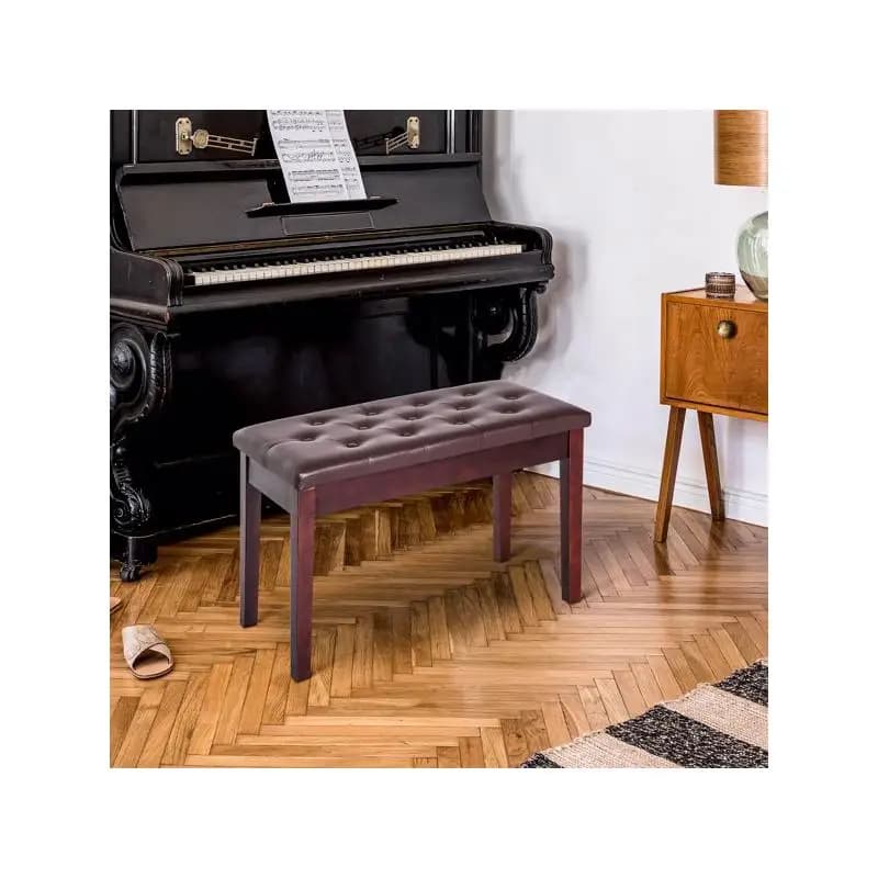 Adjustable piano bench with padded seat for comfort and support, suitable for musicians and beginners