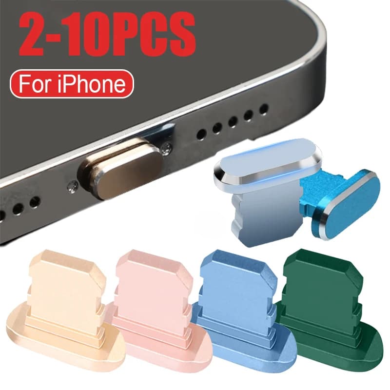2-10 Pezzi Tappo Antipolvere in Lega di Alluminio per iPhone 13 12 11 Pro Max 7 8 Plus iPad AirPods Apple Serie Lightning Coperchio Porta a 8 Pin