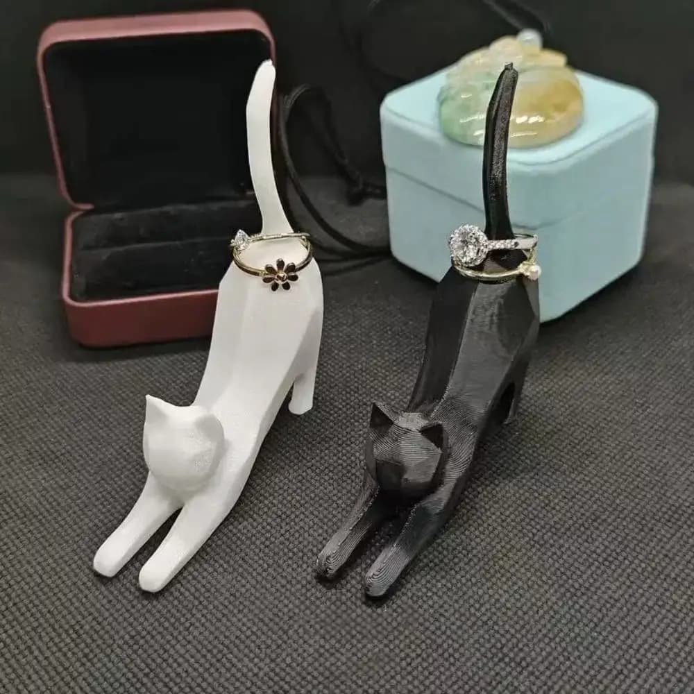 Mini Kitten Ring Storage Rack Exquisite Minimalist Style Resin Cat Sculpture Jewelry Storage 3D Printed Cat Sculpture Ornament