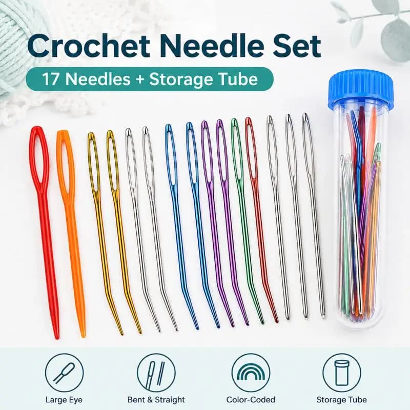 Aghi in Plastica a Testa Curva con Occhiello Grande 5-10cm, Colori Misti, per Lana, Filato, Cucito a Mano, Lavorazione a Maglia, Ricamo e Artigianato Fai-da-Te per Bambini