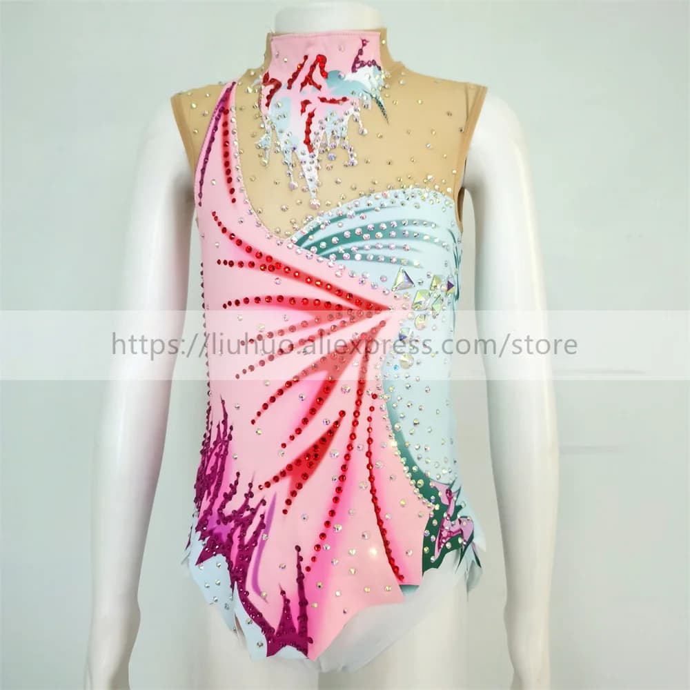 LIUHUO personalizza le prestazioni del Costume della ragazza delle donne ginnastica ritmica bambini concorso pattinaggio su ghiaccio vestito bambino senza maniche adulto