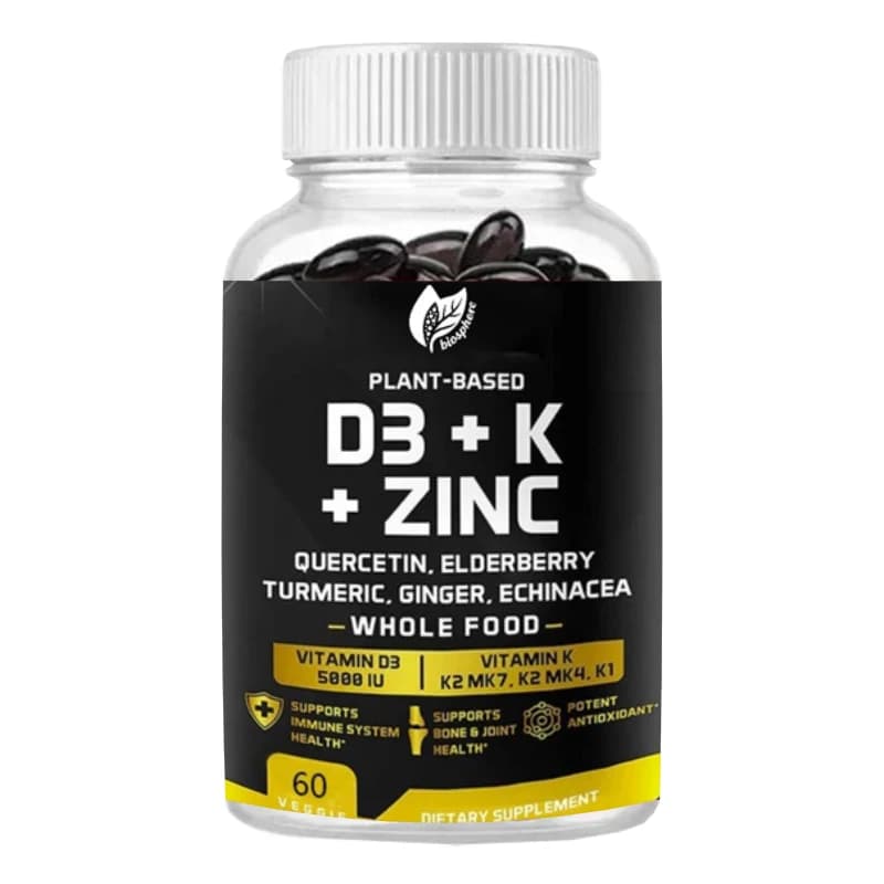Food supplement 8-in-1 with Vitamin D, K2, K1, Zinc, Quercetin, Sambuco, Curcuma, Zenzero and Echinacea