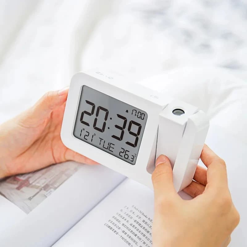 Rechargeable LED Digital Projection Alarm Clock with USB Charger 2025 for Office Bedroom Bedside Desktop Use