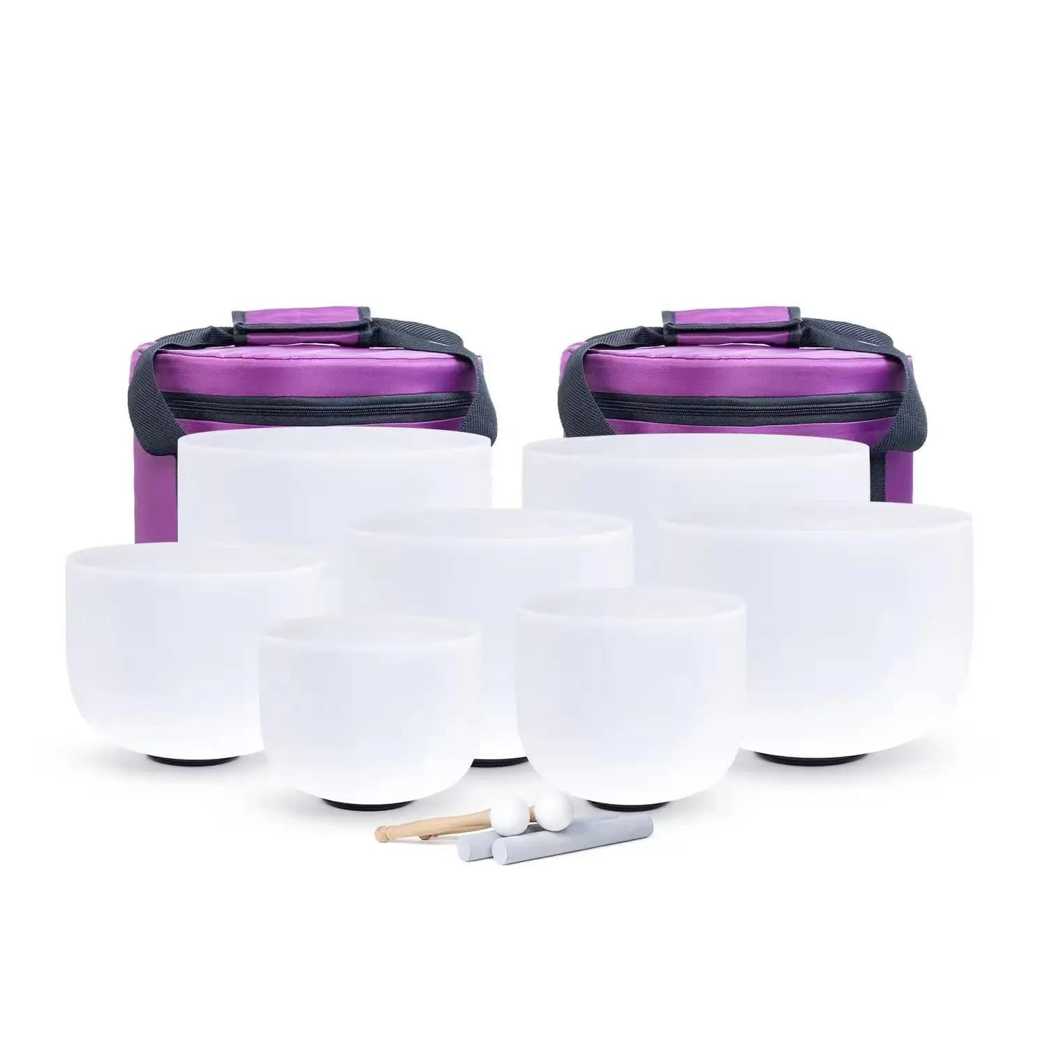 7pcs 6"-12" Crystal Singing Bowls Chakra Set of 7 with Carrying Cases for Yoga Medication Sound Healing Deep Relaxation
