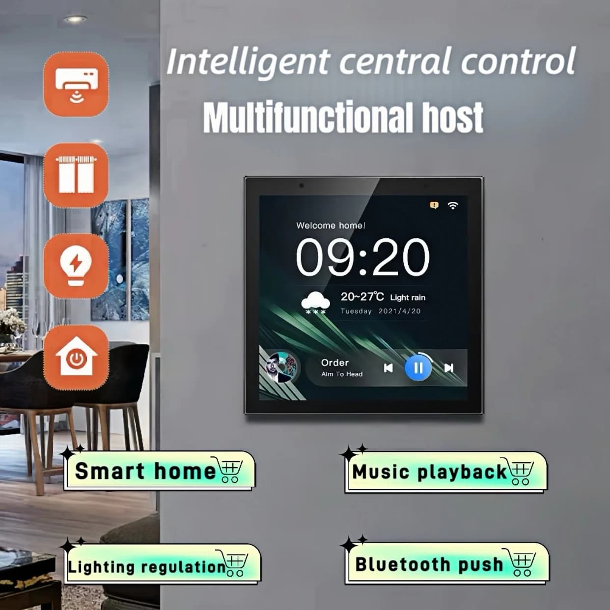 Hub intelligente F4 Tuya, 4 GB di RAM, sistema Android | Controllo scena, luce/tenda/visuale, musica | Automazione domestica all-in-one
