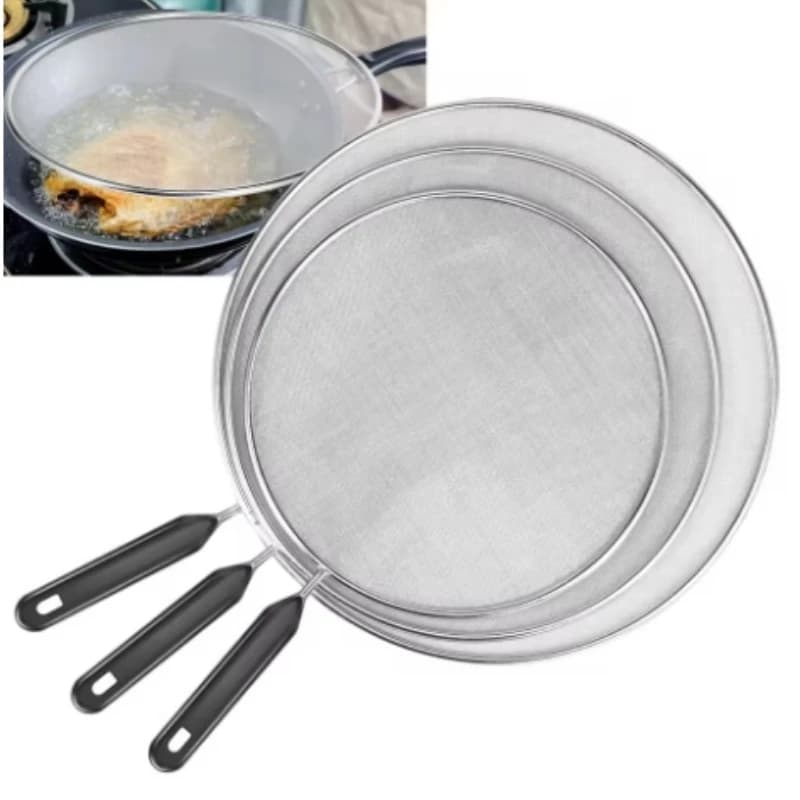 Cooking Frying Stainless Steel Anti Splatter Guard Oil Net Grease Splatter Screen Pan Mesh Guard Screen Splash Cover set