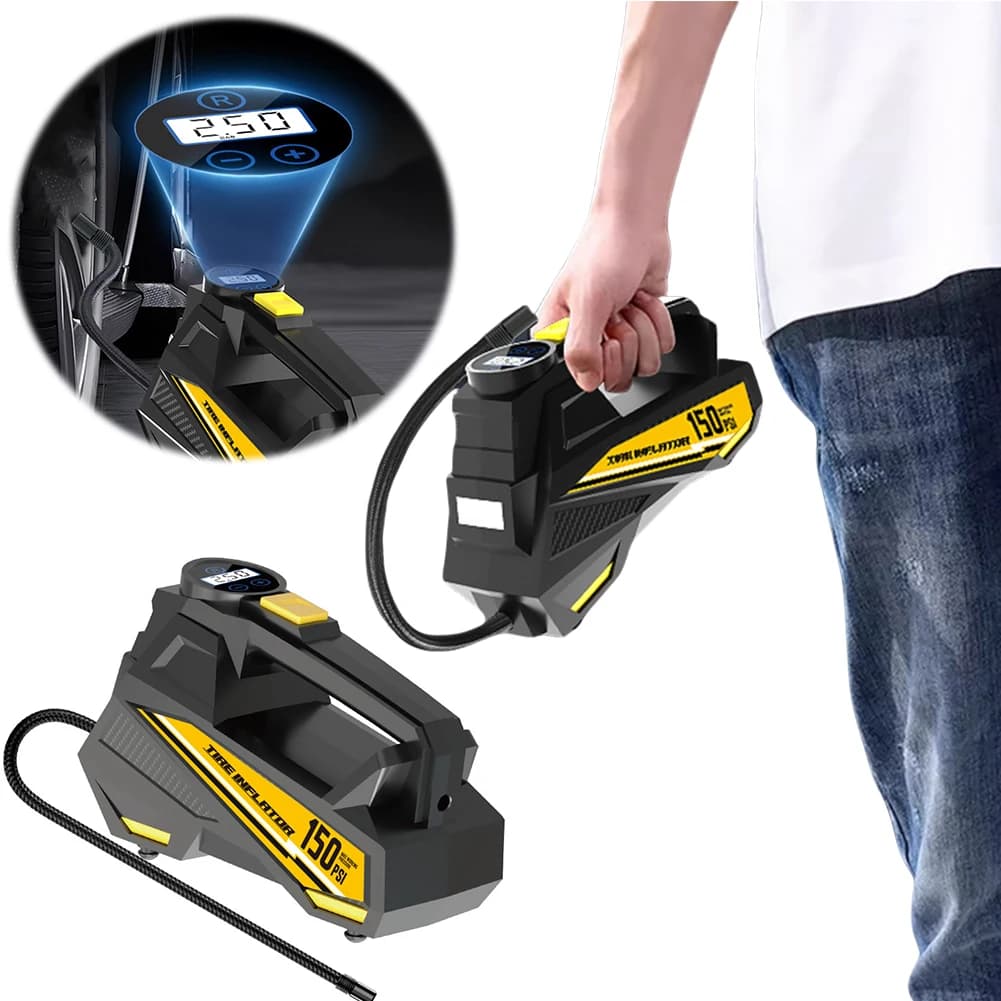 Pompa Gonfiabile Portatile per Auto 150PSI con Luce LED, Gonfiatore Pneumatici Auto con Display Digitale, Pompa Elettrica per Pneumatici Auto