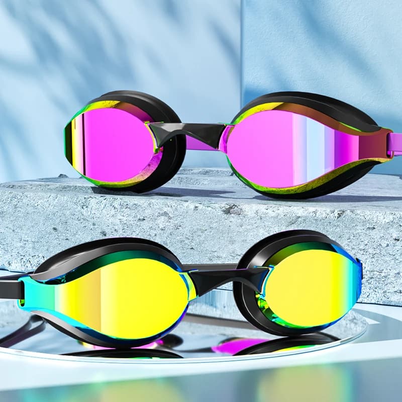 Professional racing swimwear with waterproof swim glasses and high definition anti-fog, suitable for both men and women