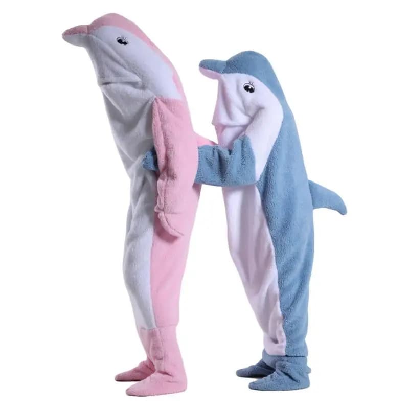 Pijama whale cartoon warm winter blanket with hood covered with hood wearable comfortable sleeping bag super soft and comfortable