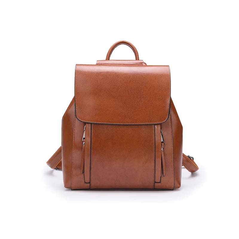 Zaino da Donna in Vera Pelle, Borsa a Tracolla per Ragazze, Zaino Scolastico Femminile in Pelle Naturale per Libri e Laptop, Borsa Messenger