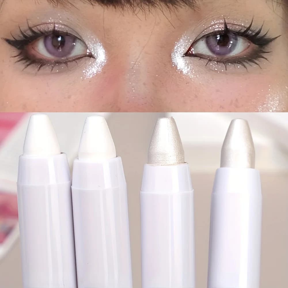 1 sparkly stick to highlight, white shade pencil glittered for bright eyes, makeup highlighter with dazzling effect