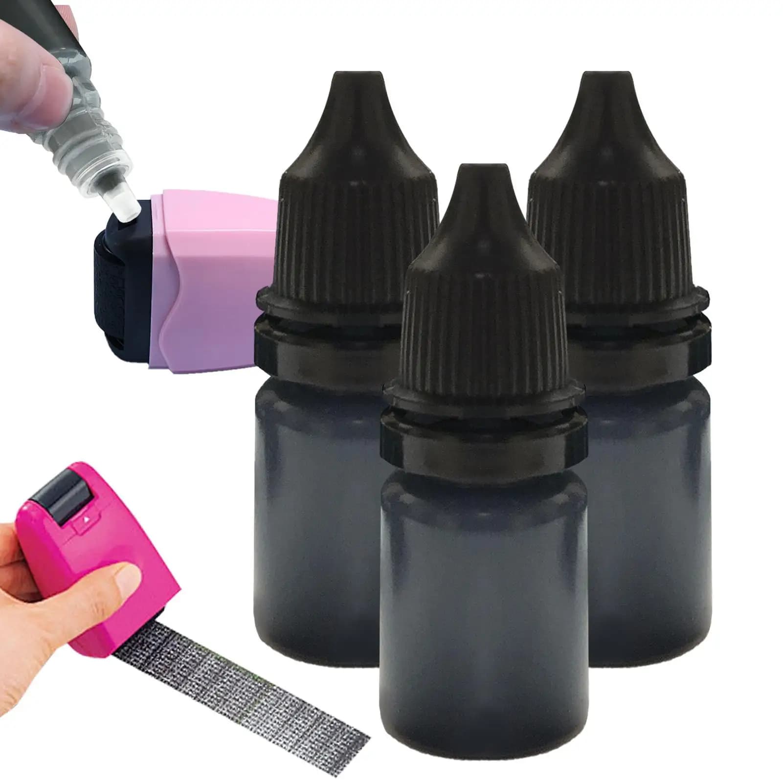 Black Stamp Ink 3Pcs/set Fast Drying Privacy Stamp Refill Ink Anti-theft Code Confidential Seal Supplies For Envelopes
