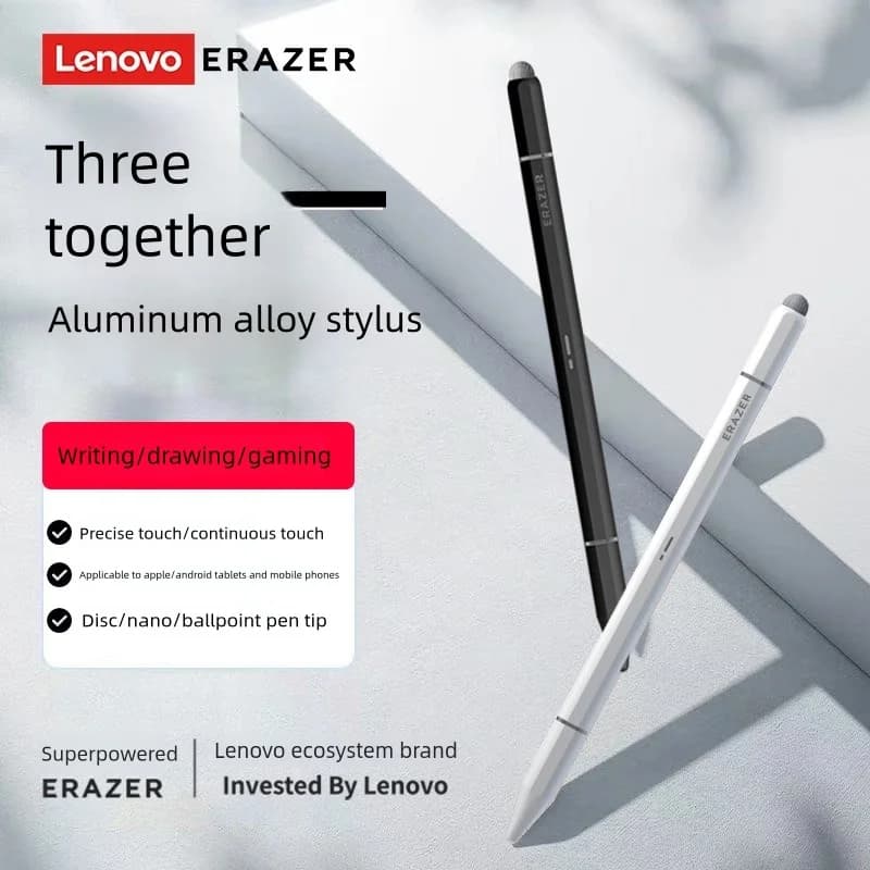 Lenovo ERAZER28 Stylus Touch Pen for Phones and Tablets iPad Universal for Android iOS Writing and Drawing 3 Pen Tips Stylus Pen