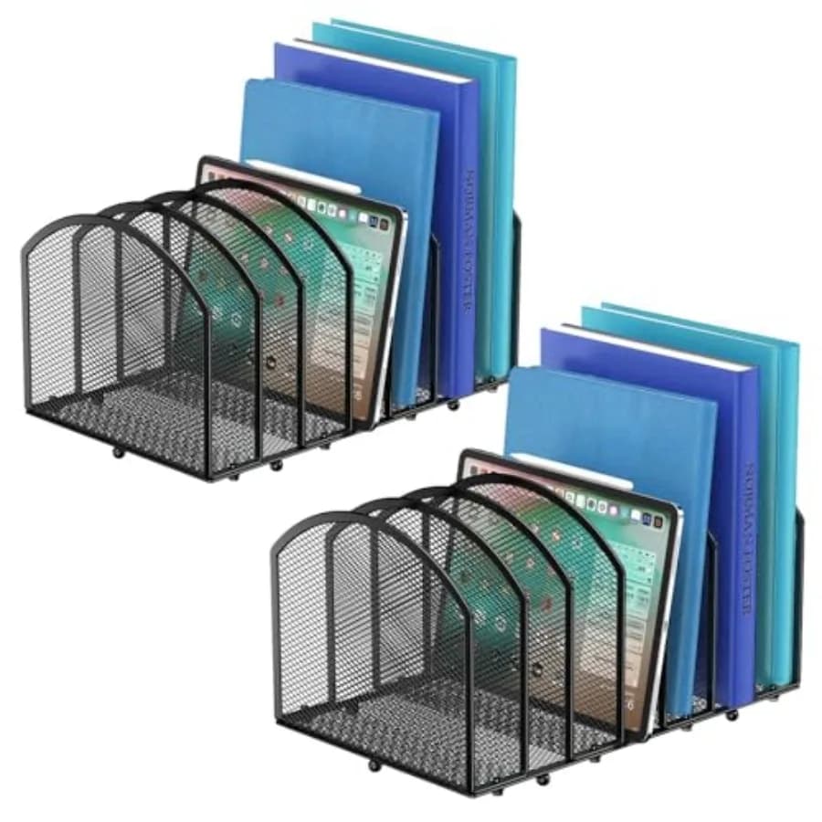 Organizzatore da Scrivania a 7 Scomparti, Portadocumenti Verticale in Rete, Organizzatore per Ufficio, Porta Lettere