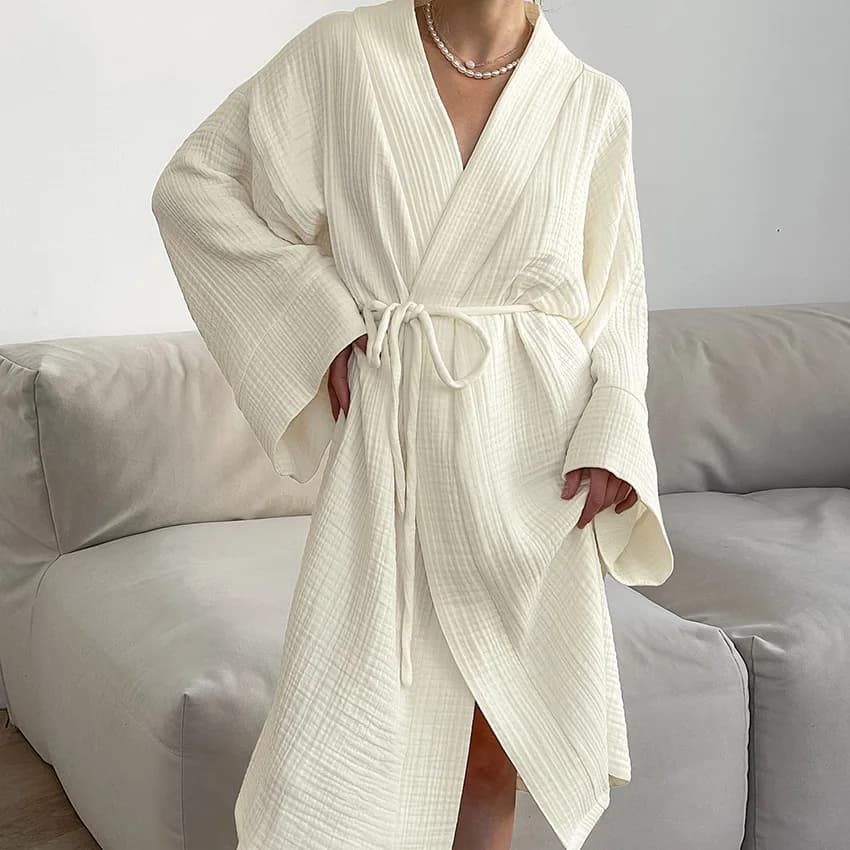 Accappatoi da donna primavera/estate 2025, cardigan, accappatoi stringati, indumenti da casa casual, larghi e comodi a maniche lunghe, pigiami