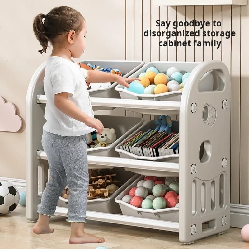 Armadio Portaoggetti per Giocattoli dei Bambini, Organizzatore con Scomparti, Scatola per Oggetti Vari, Libreria per Soggiorno e Camera da Letto
