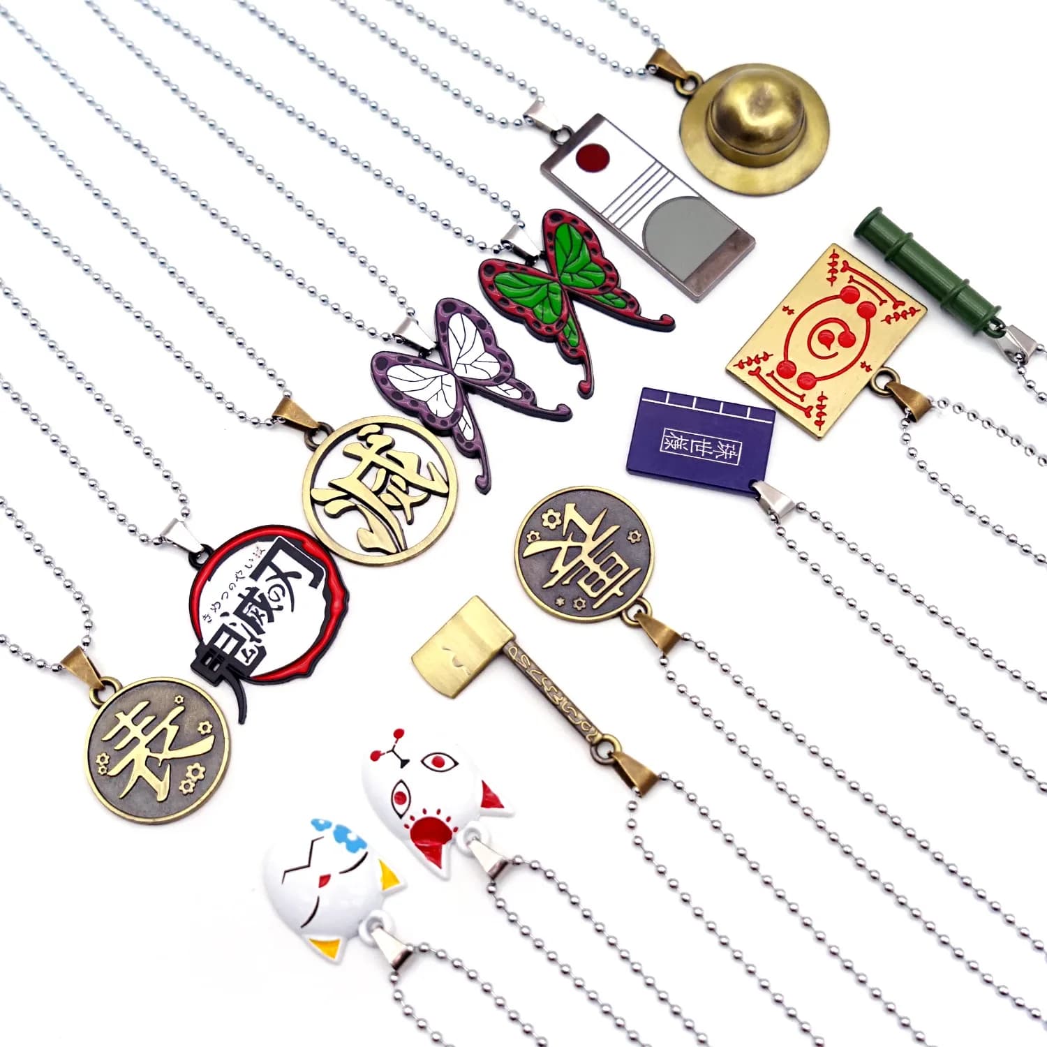 Demon Slayer Kimetsu No Yaiba Tanjiro Necklace Kamado Sun Goddess Pendant Oil Drop Chain Beads Fox Mask in League of Cosplay Jewelry