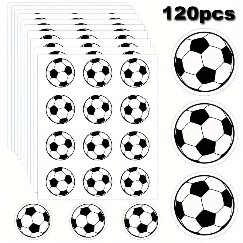 120 Adesivi per Appassionati di Calcio, Etichette in Carta Patinata, Etichette Autoadesive, Adesivi Sigillanti, Adesivi Regalo per Feste Sportive