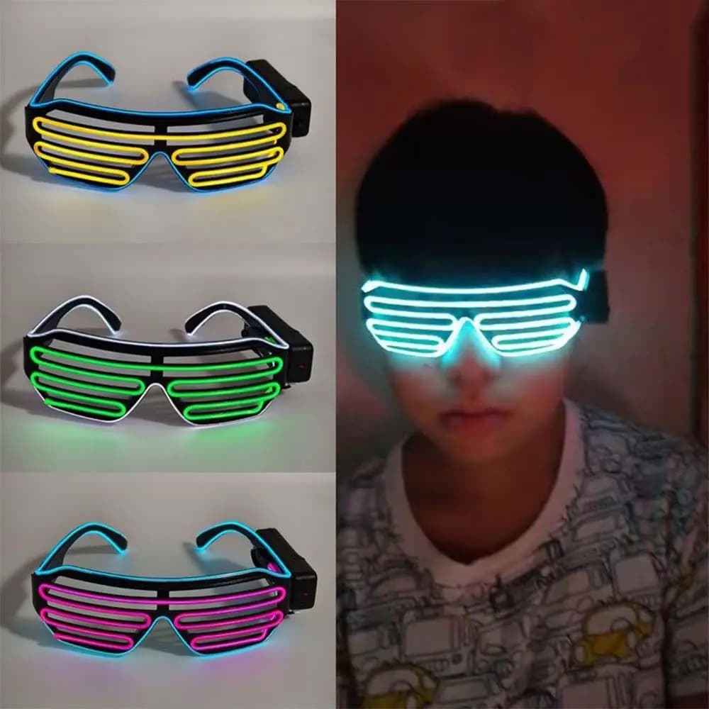 Occhiali LED Wireless Luminosi, Occhiali Neon Colorati, Occhiali Luminosi Bicolore che si Illuminano al Buio, Costumi di Halloween