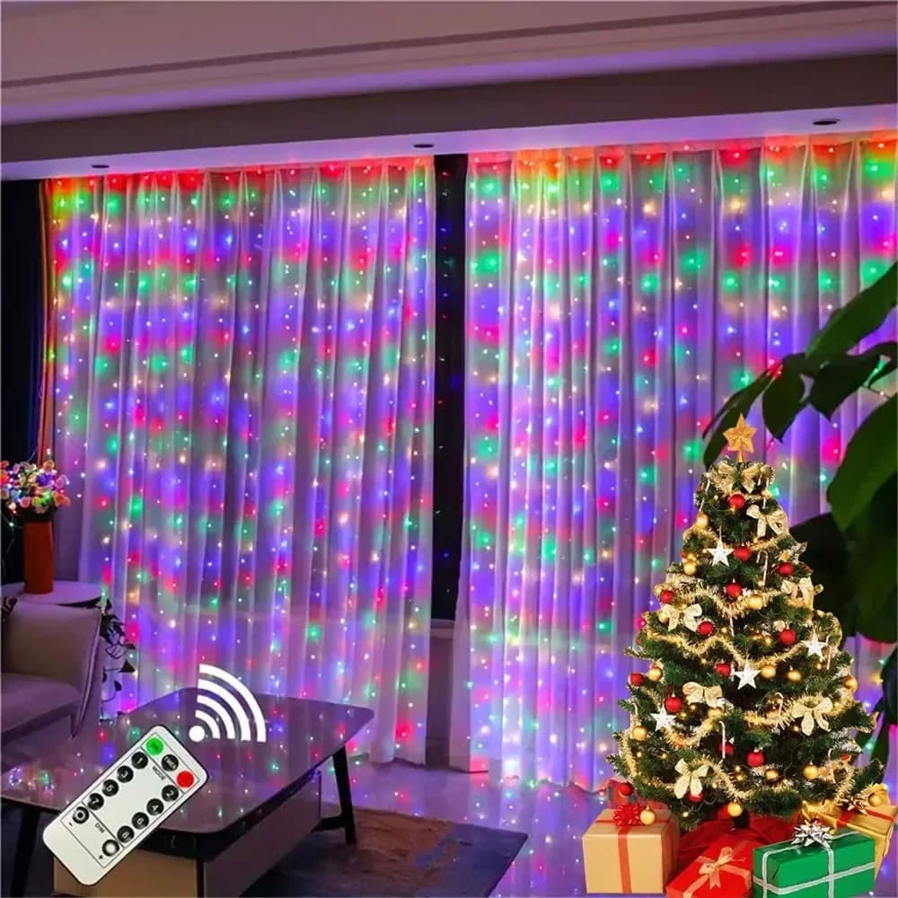 LED Garland Curtain Lights 8 modalità USB Remote Control Fairy Lights String Wedding Christmas Decor per la casa camera da letto lampada di capodanno