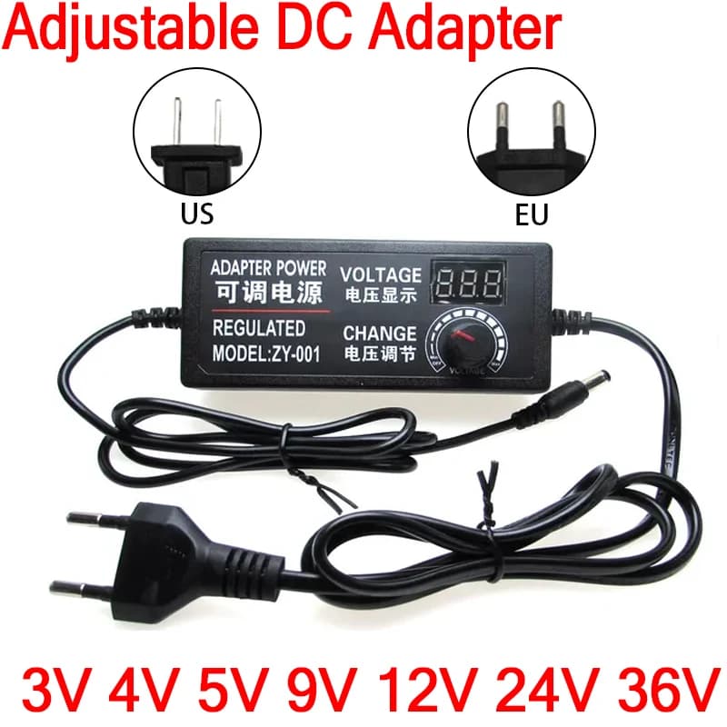 Adattatore di alimentazione regolabile da CA a CC 3V 5V 6V 9V 12V 15V 18V 24V 1A 2A 3A 5A Adattatore di alimentazione universale da 220V a 12V 60W