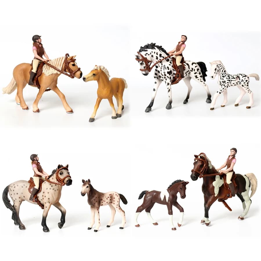 Realistico Trakehner Knabstrupper Haflinger Cavaliere e modello scherzoso Figura Giocattolo animale da fattoria Gioco educativo per ragazzi e ragazze