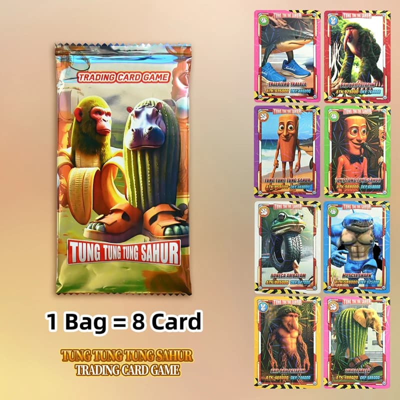 Italian Brainrot Collectible Card 8/288Pcs Tungtungtung Sahur Tralalero Favourite Game Card Toy Trading Cards Gift For Friend