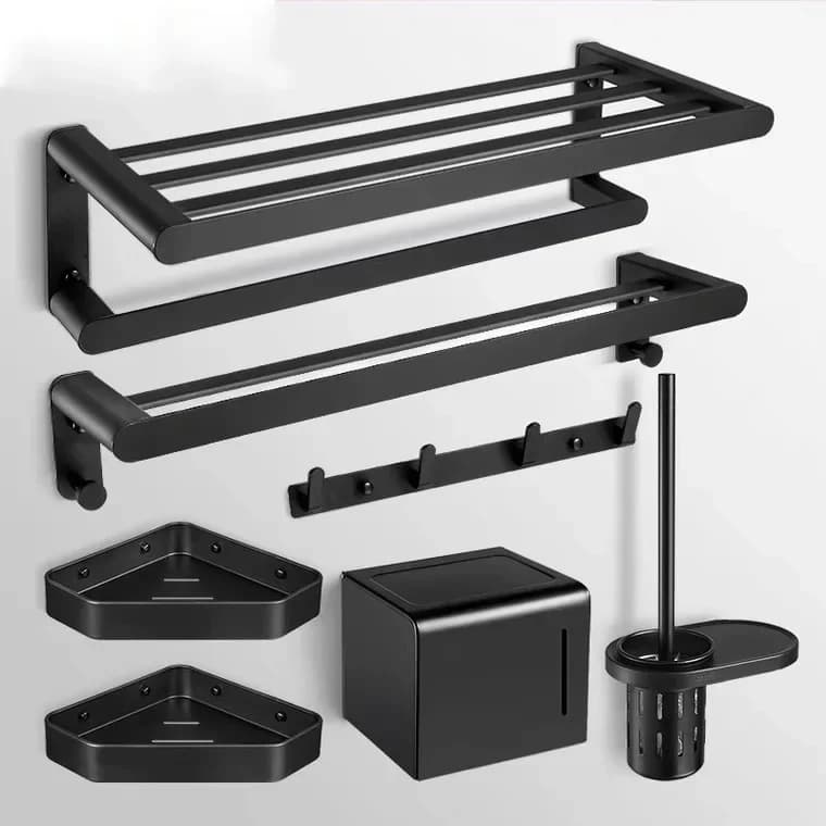 Portasciugamani in alluminio spazio nero, ciondolo hardware per il bagno, portasciugamani da bagno, portasciugamani, accessori da bagno