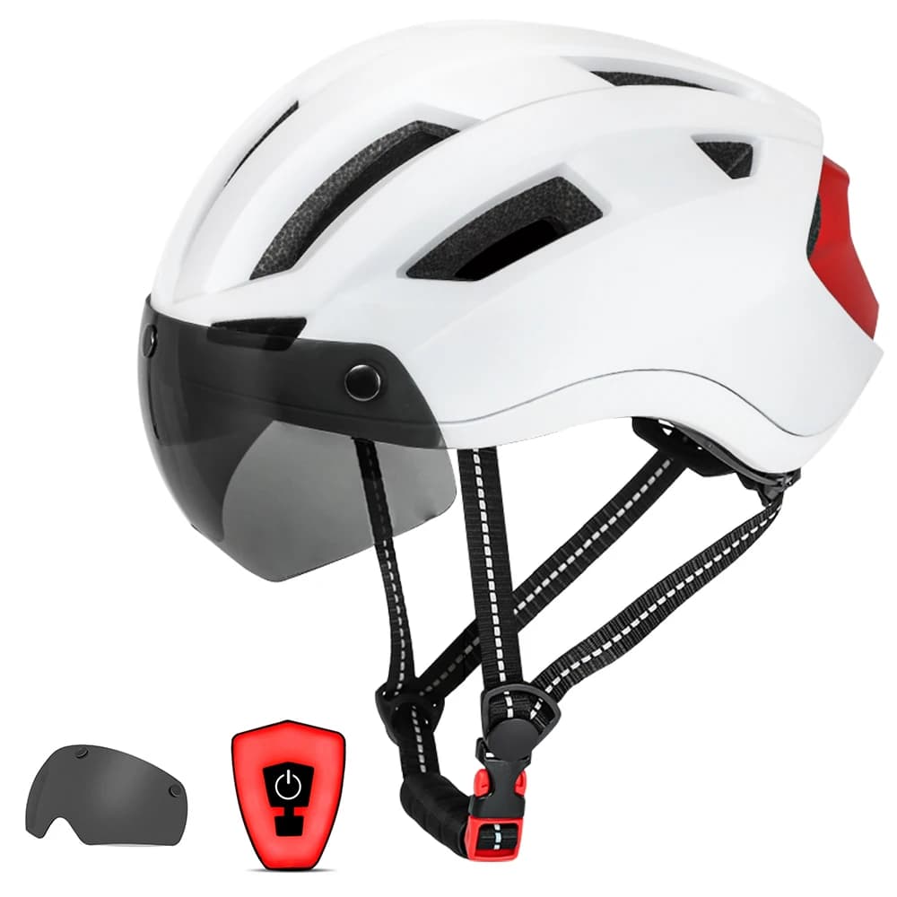 VICTGOAL Cappellini per casco da bici per uomo Donna Copricapo Occhiali USB Ricaricabile Luce MTB Casco da bicicletta fuoristrada Casco da ciclismo per adulti