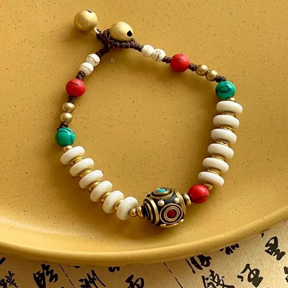 Tibetan Ancient Method Woven Braided Bracelet Nepal Coco Exotic Bell Women Bracelet Bohemian Hand Rope Bracelet Women Jewelry
