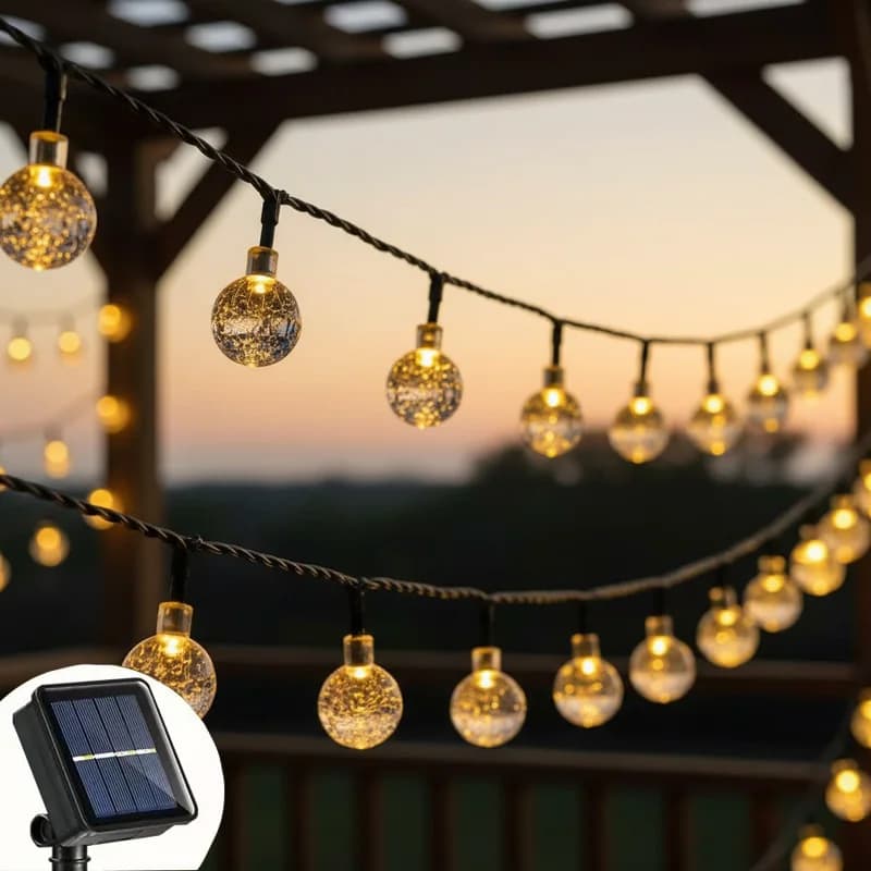 20leds 50leds Solar Crystal Globe Ball Fairy Lamp 8 Modes Waterproof Outdoor Garden Decor