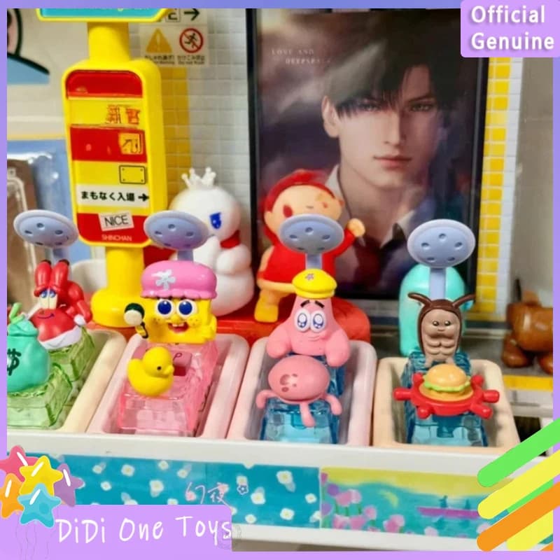 Genuine SpongeBob SquarePants 3D Keycap Blind Box Official Movie Peripheral Mr Krabs Squidward Figurine For Mechanical Keyboard