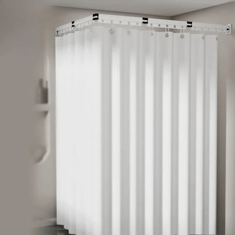 ‌ Tenda da doccia montata su ventosa - Fodera PEVA da bagno pieghevole impermeabile, resistente alla muffa, senza foratura per case in affitto
