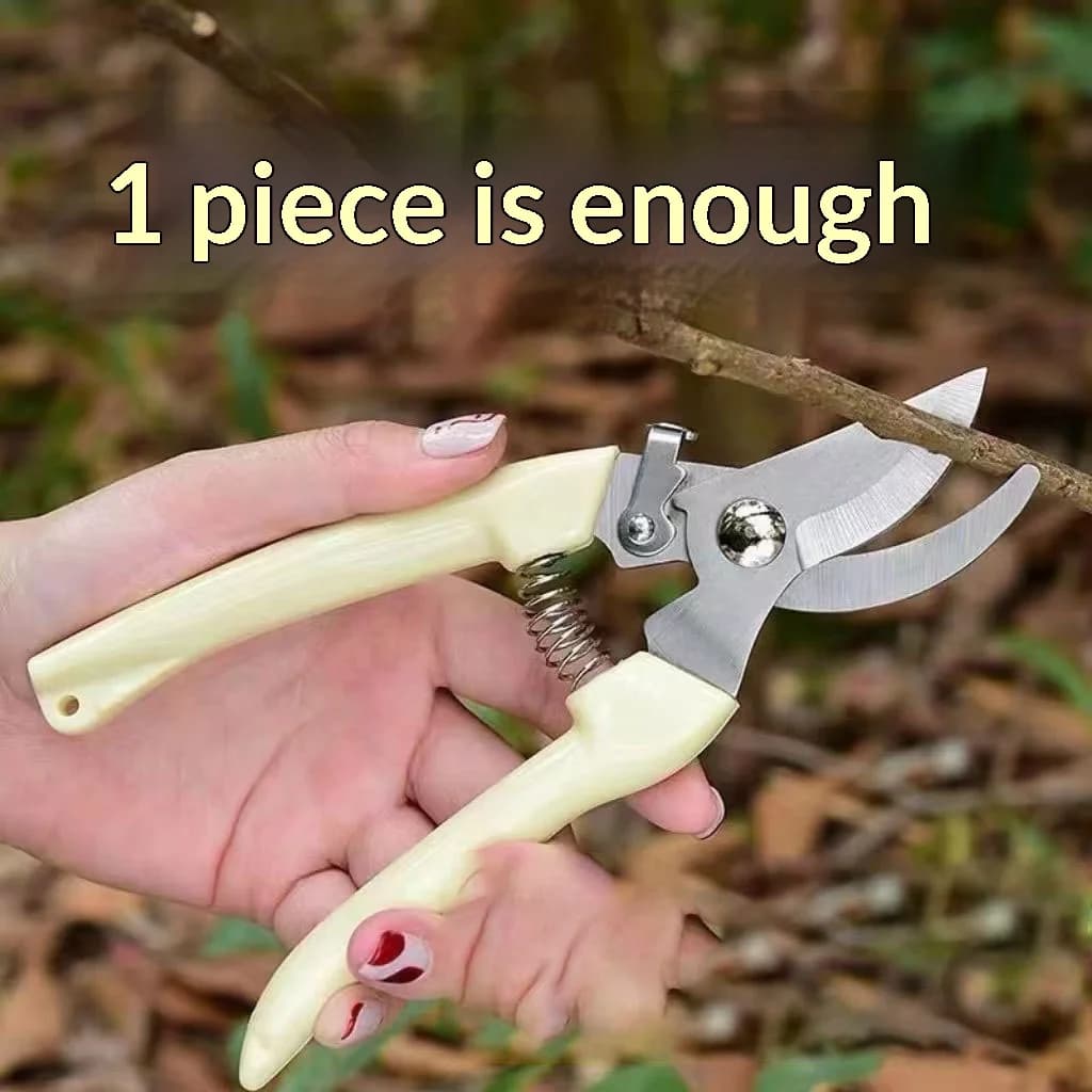 Stainless Steel Garden Pruning Shears Spring‑loaded Plant Branch Cutter Fruit Picking Scissors Bonsai Trimming Hand Tool