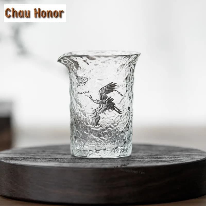 145ml Handmade Hammer Glass Tin Crane Tea Pitcher Tea Divider Cha Hai Dispenser Justice Cup Fair Mug Tea Items Gift Supplies