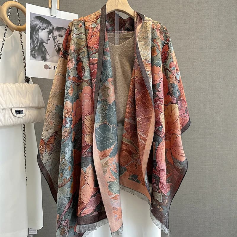 2025 Design Olio Stampa floreale Sciarpa di cashmere Donna Inverno Pashmina Scialli e involucri Spessore caldo Bufanda Stole Coperta di lusso