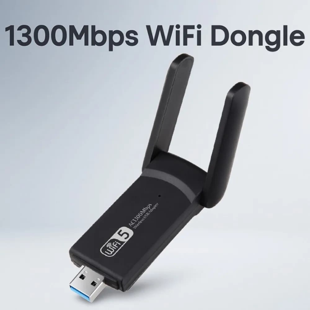 Adattatore WiFi USB Dual Band con 2 Antenne, Design 2.4G/5Ghz 1300Mbps, Dongle WiFi Senza Driver, Interfaccia USB3.0, Scheda di Rete Wireless