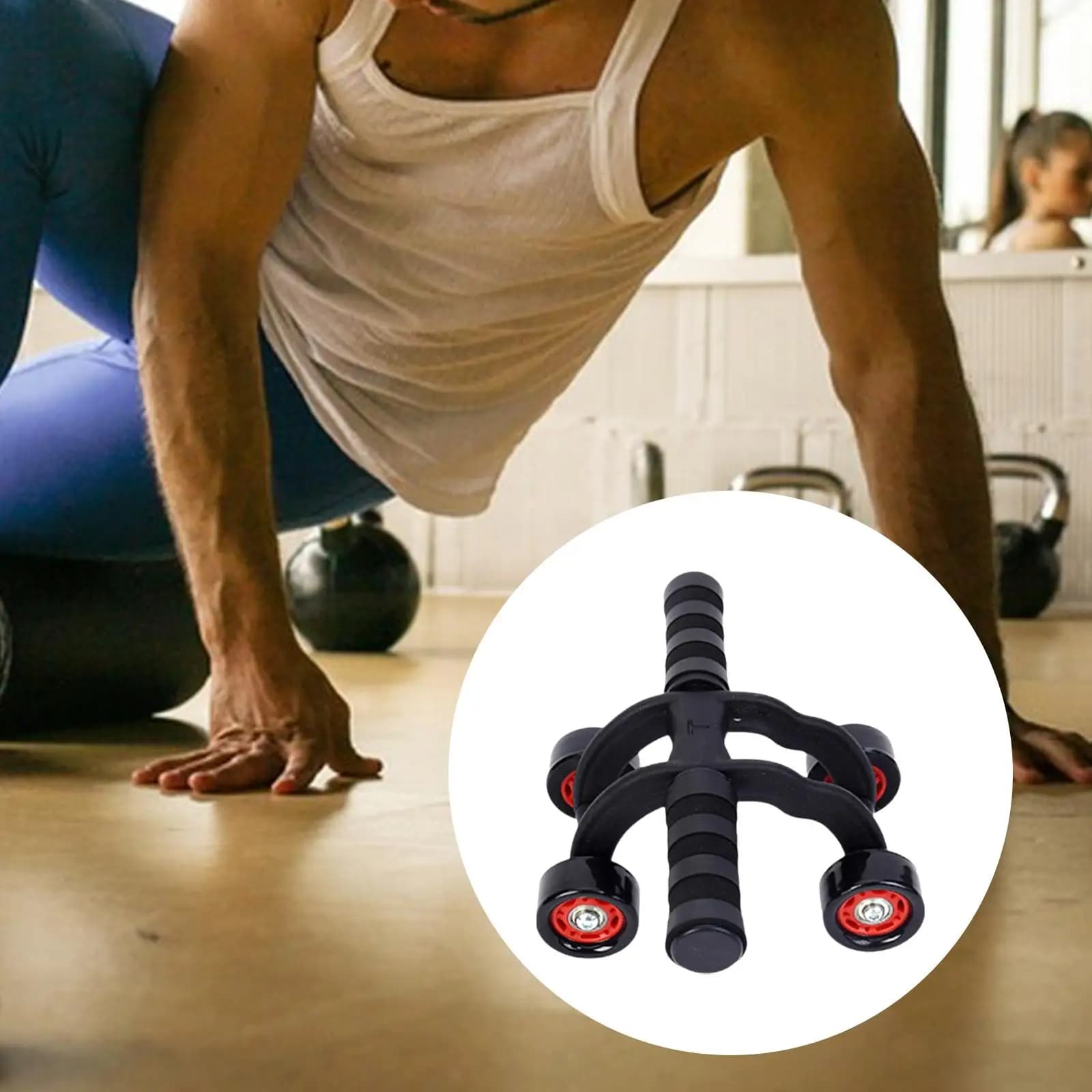 Abdominal Exercise Machine with 4 Wheels Roller, Portable Home Fitness Equipment
