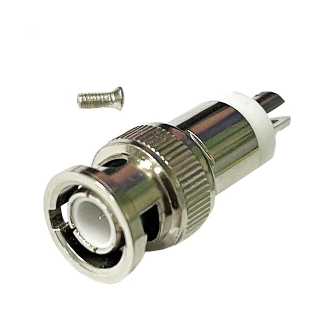 Connettore RF SMA Maschio con Filettatura M4 e Vite Girevole Nichelato per Terminale Antenna Telescopica
