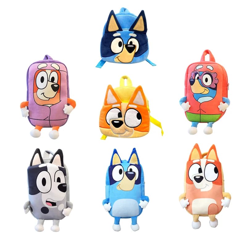 Bluey Anime Cartoon The Dog Bingo Family Plush Bag borsa da scuola per bambini Blue Bingo peluche Mini zaino Book Soft Bag regali per bambini