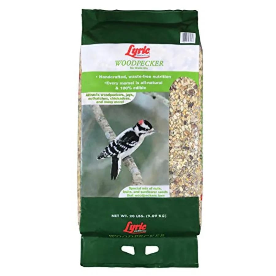 Semi per Uccelli Selvatici Woodpecker per Mangiatoie Esterne, Semi Sgusciati Senza Sprechi con Noci e Frutta Secca, Confezione da 20 lb