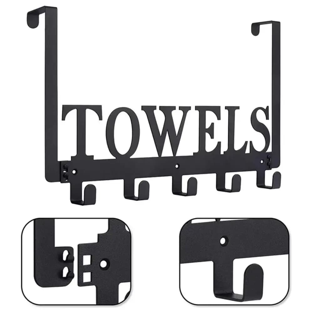 Portasciugamani Antiscivolo Senza Foratura con 5 Ganci, Appendiabiti da Bagno, Porta Asciugamani da Parete, Organizzatore per Asciugamani da Bagno e Toilette