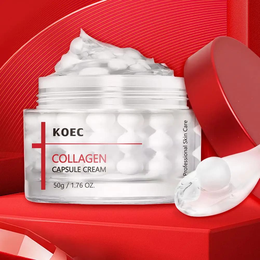 Crema in capsule al collagene KOEC 50g Migliora la secchezza e le linee sottili Cura professionale della pelle Crema viso al collagene rassodante e idratante