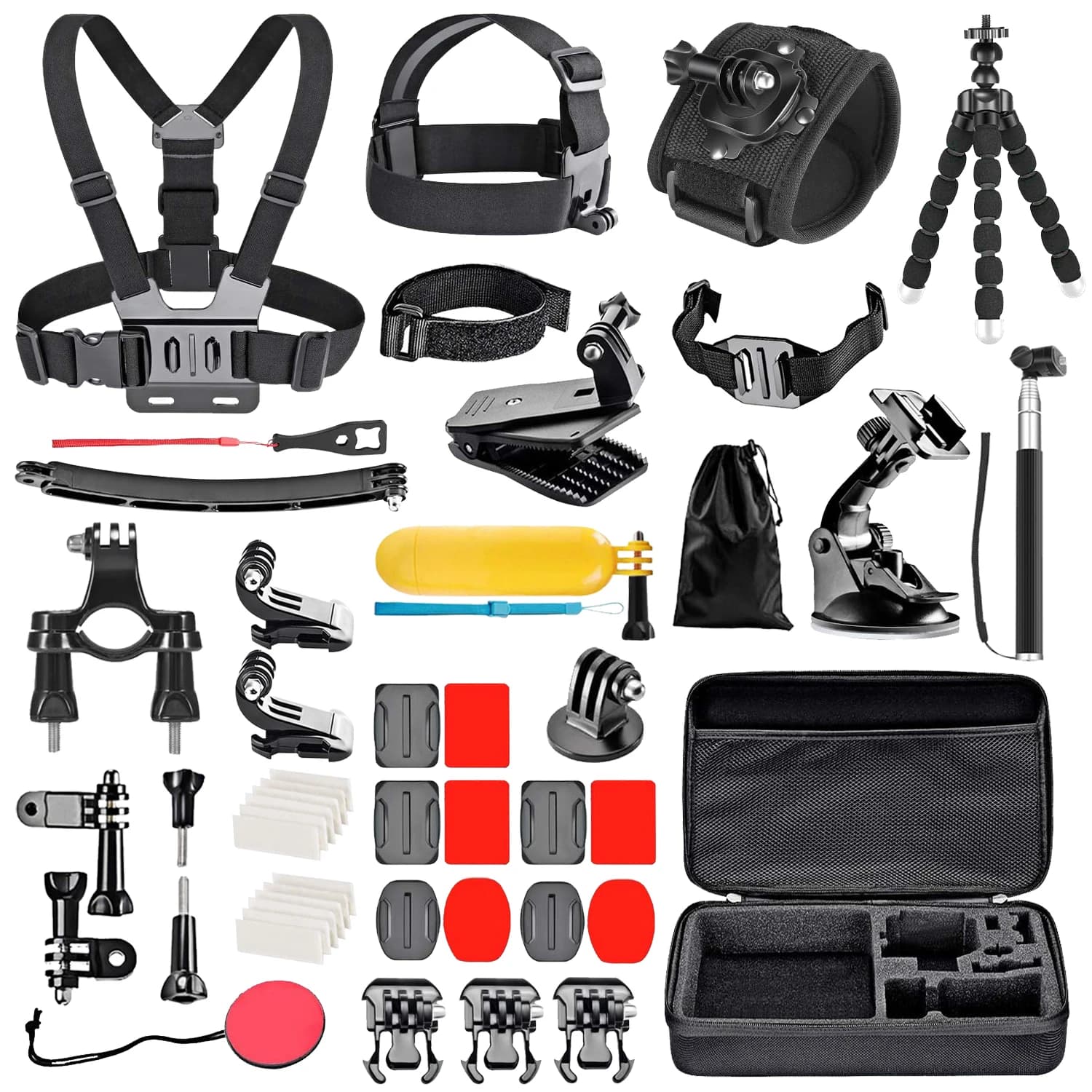 Pro 50-in-1 Adventure Kit for GoPro 13/12/11, DJI Action 5/4, Insta360 Ace - 360° Bike/Helmet/Chest Mounts & Waterproof Case