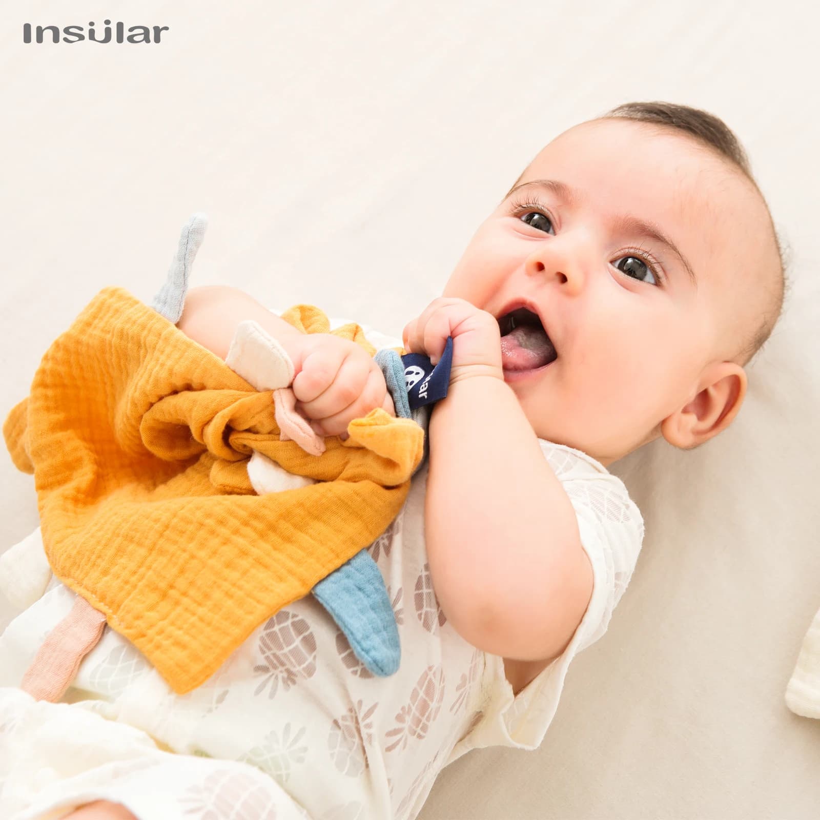 Insular Baby Soft Succhietto Massaggiagengive Placare Asciugamano Coperta di sicurezza sensoriale quadrata per neonati Comfort Dormire e allattamento Coccole
