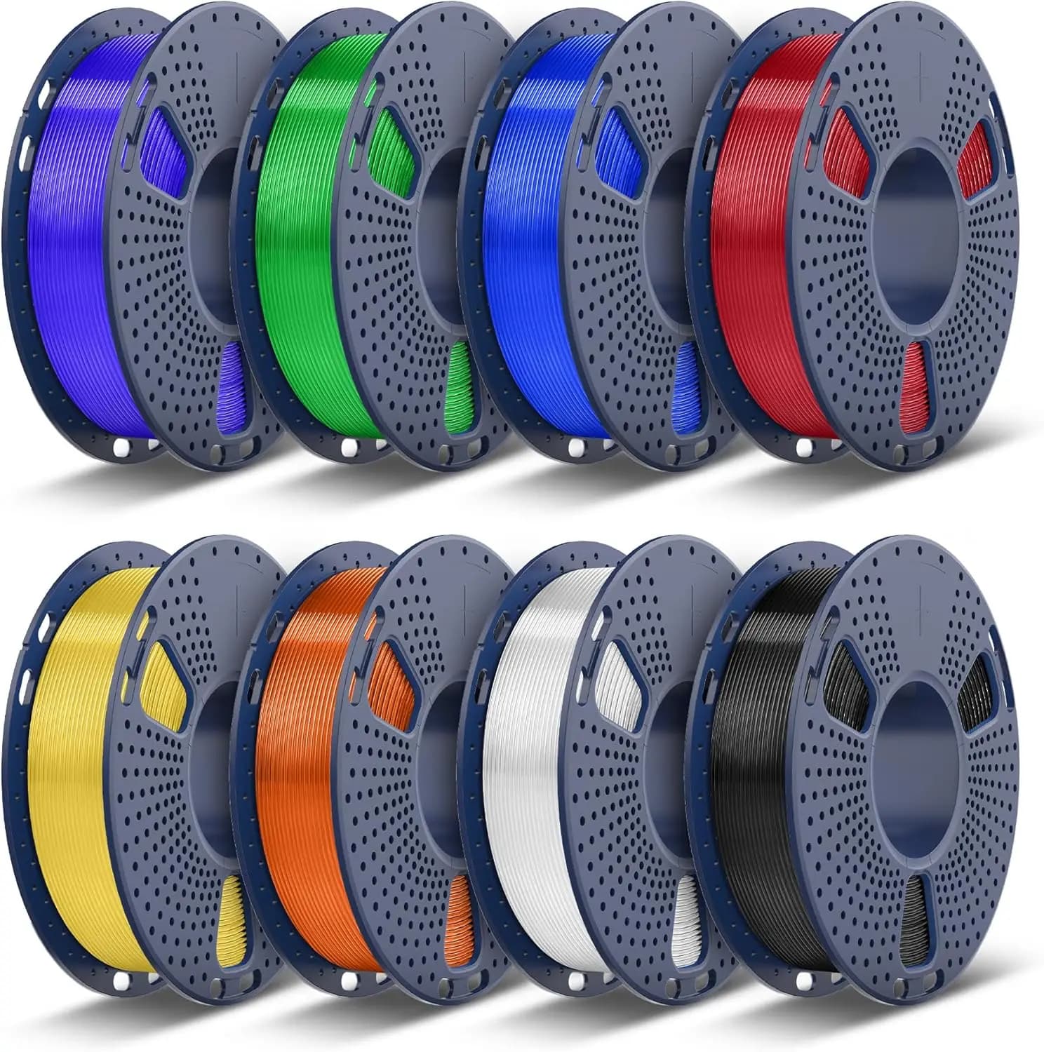 Filamento PLA Traslucido per Stampante 3D, Set di 8 Bobine (2kg Totali) nei Colori Nero+Bianco+Trasparente