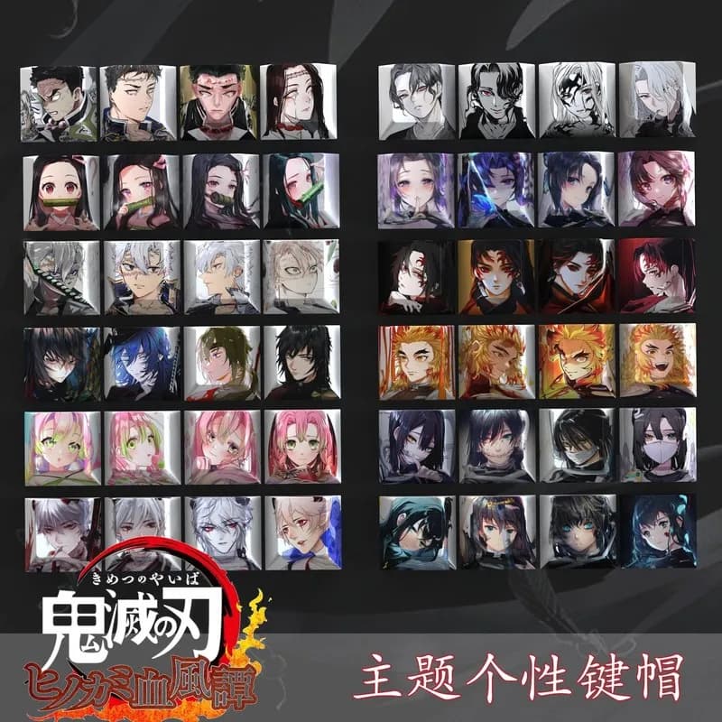 Pack of 4 Demon Slayer Wheelchairs Cherry PBT Mechanical Keyboard Set Custom Keyboard Covers PC Game Accessories Transversal Gift