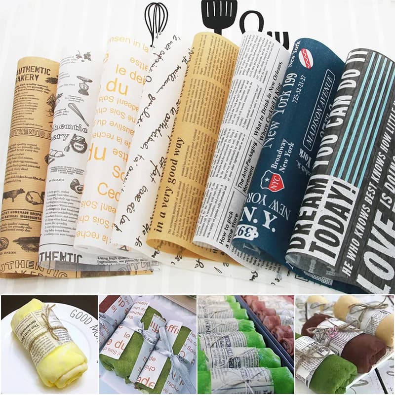 25 pz/lotto carta oleata carta da imballaggio per pane sandwich hamburger patatine fritte/carta cerata per uso alimentare utensili da forno gadget da cucina 3 dimensioni